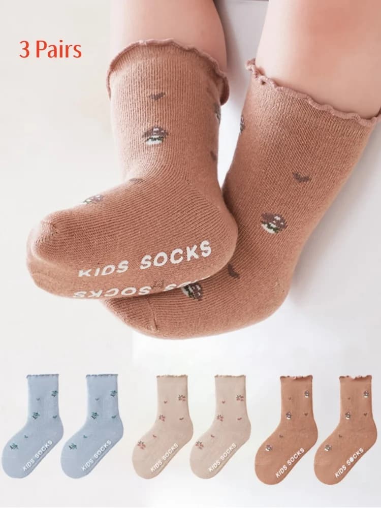 Kids Cotton Print Socks 3-Pair Pack