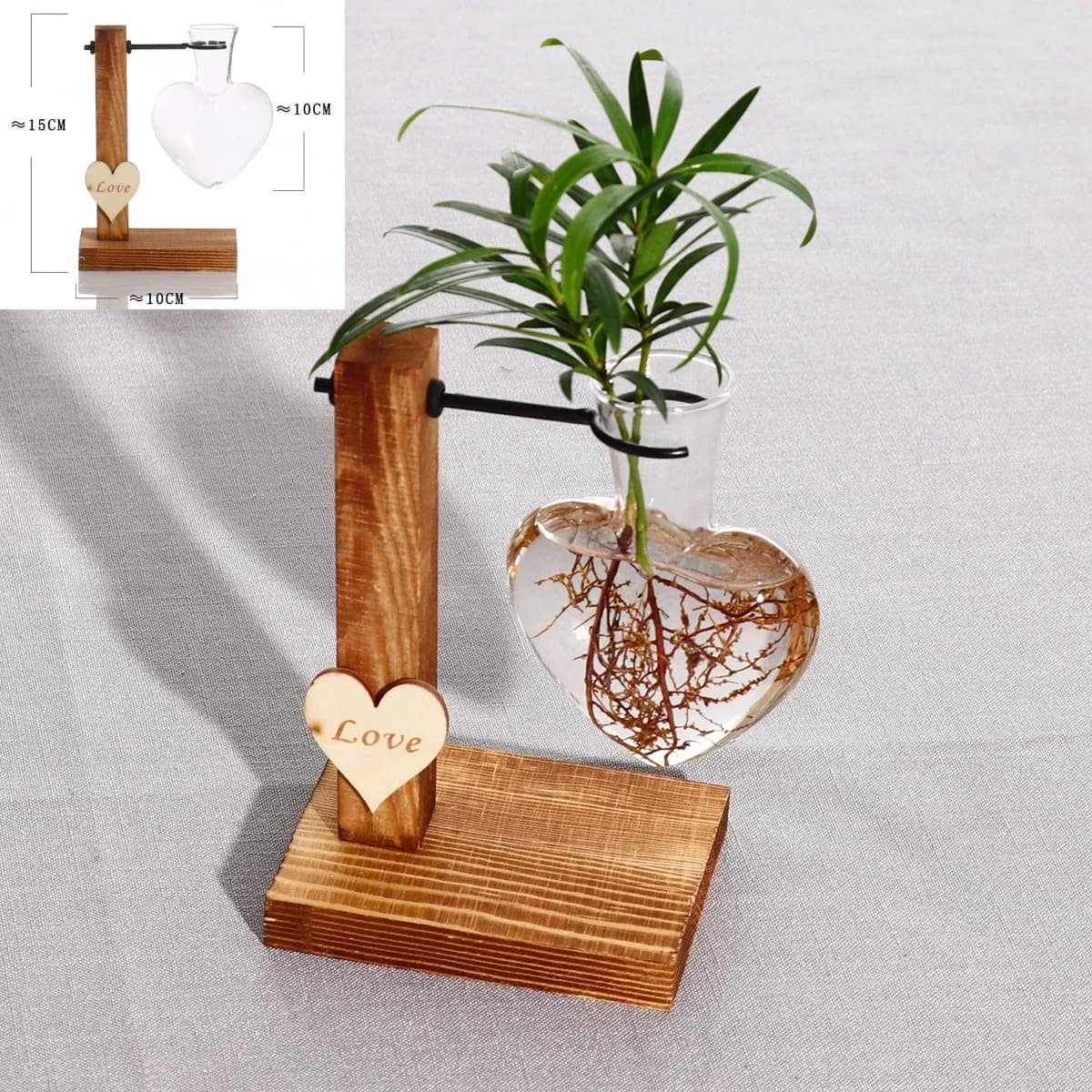 Wooden Frame Glass Hydroponic Vase