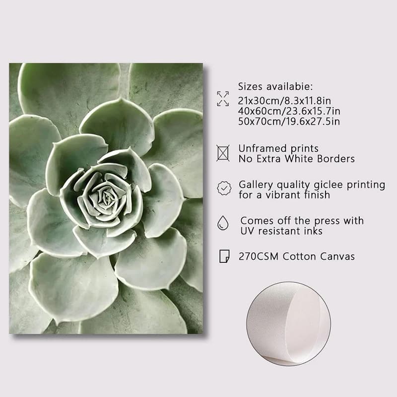 Frameless Green Leaf Landscape Canvas Painting