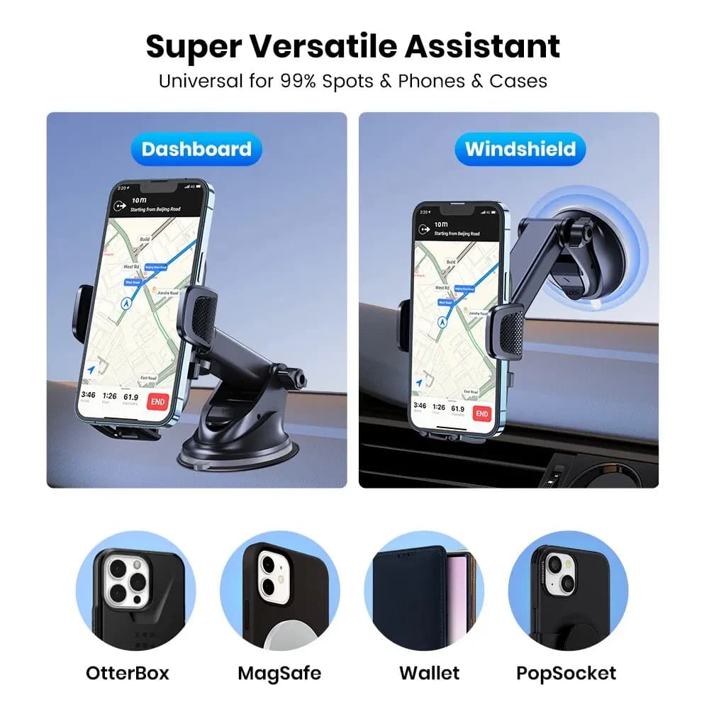 TOPK Car Phone Holder Mount for IPhone[Powerful Suction] Phone Mount for Car Dashboard Car Accessories Automobile for Smartphone