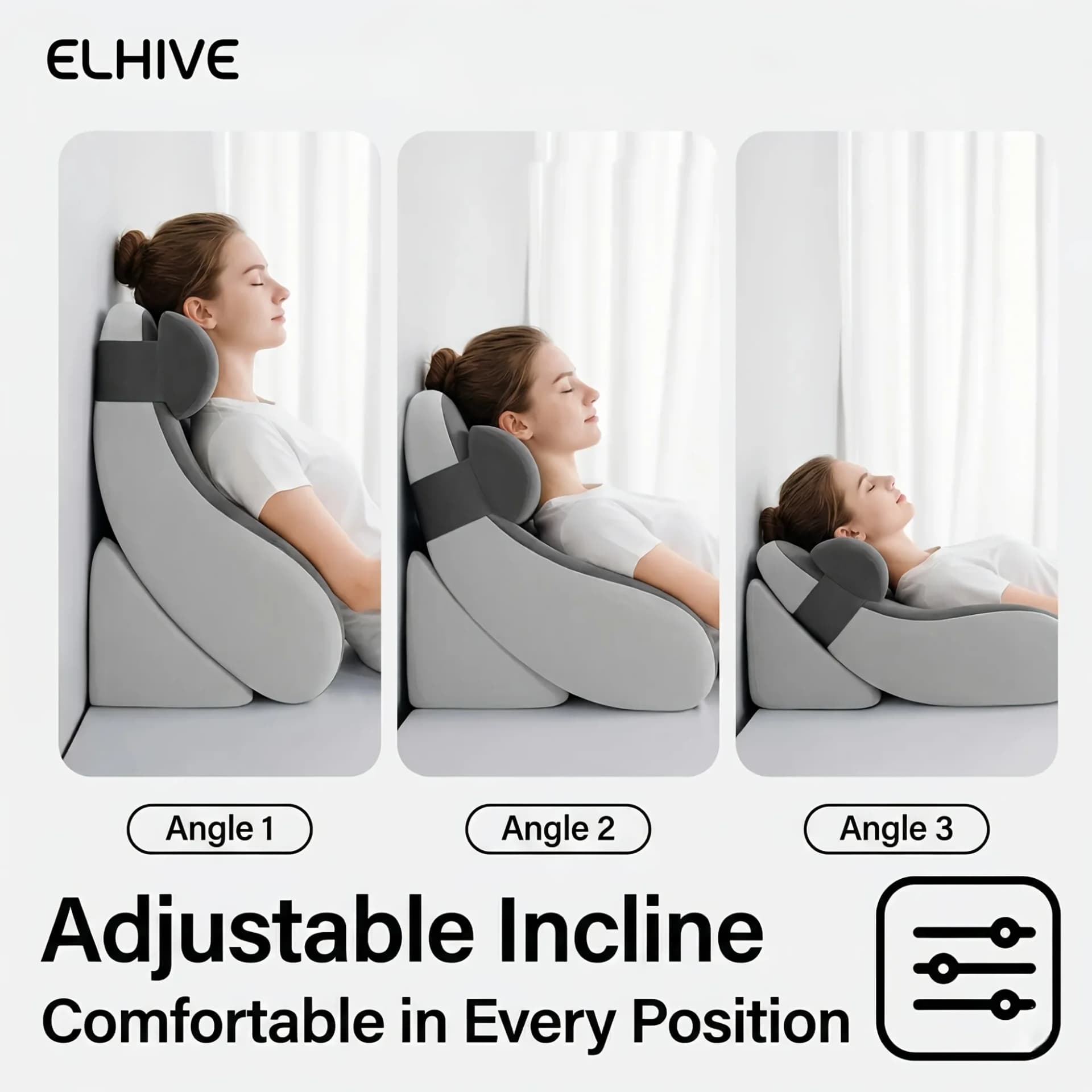 Large Memory Foam Reading Pillow with Adjustable Wedge