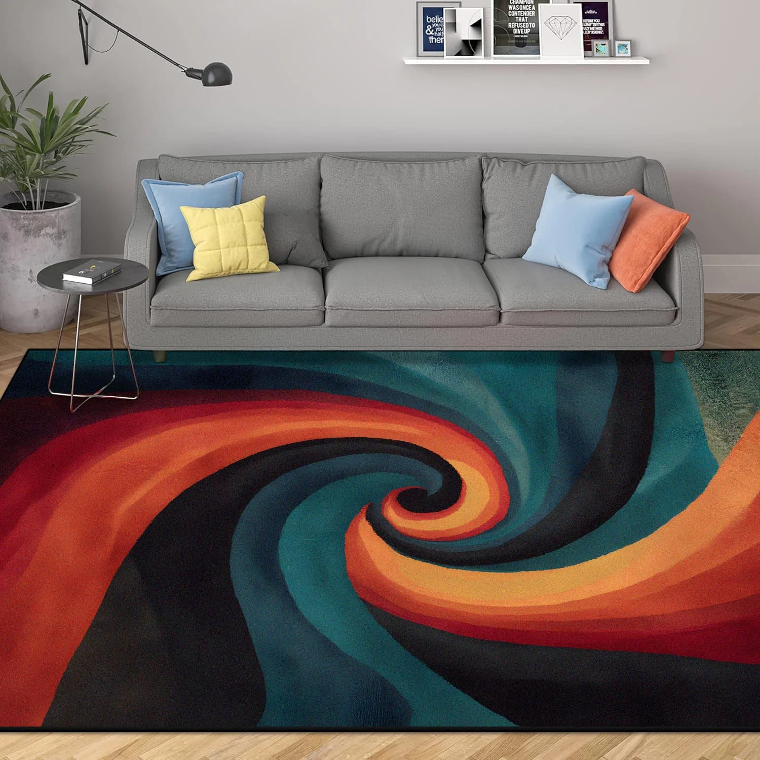 Modern Geometric Area Rug with Non-Slip Base