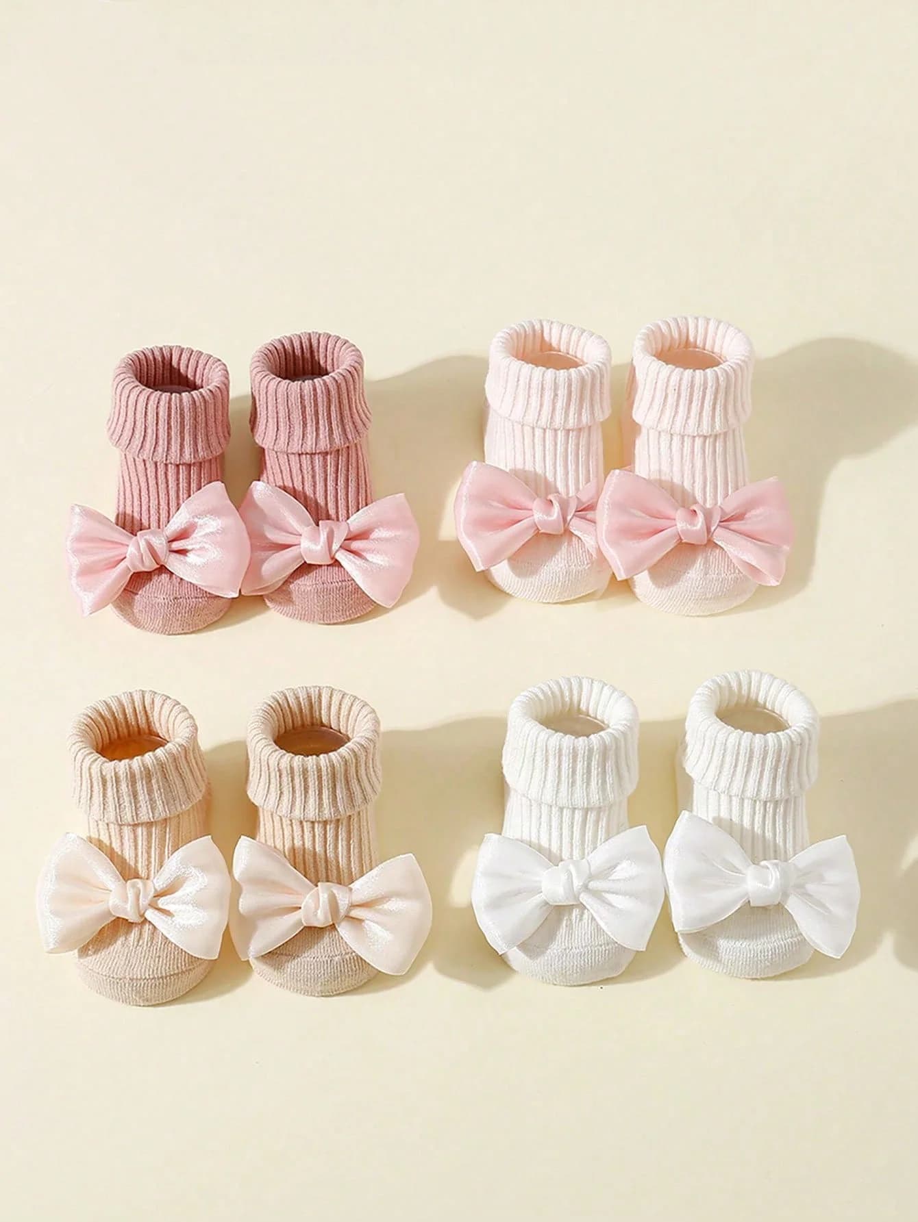Toddler Ankle Socks with Bows, 4 Pairs
