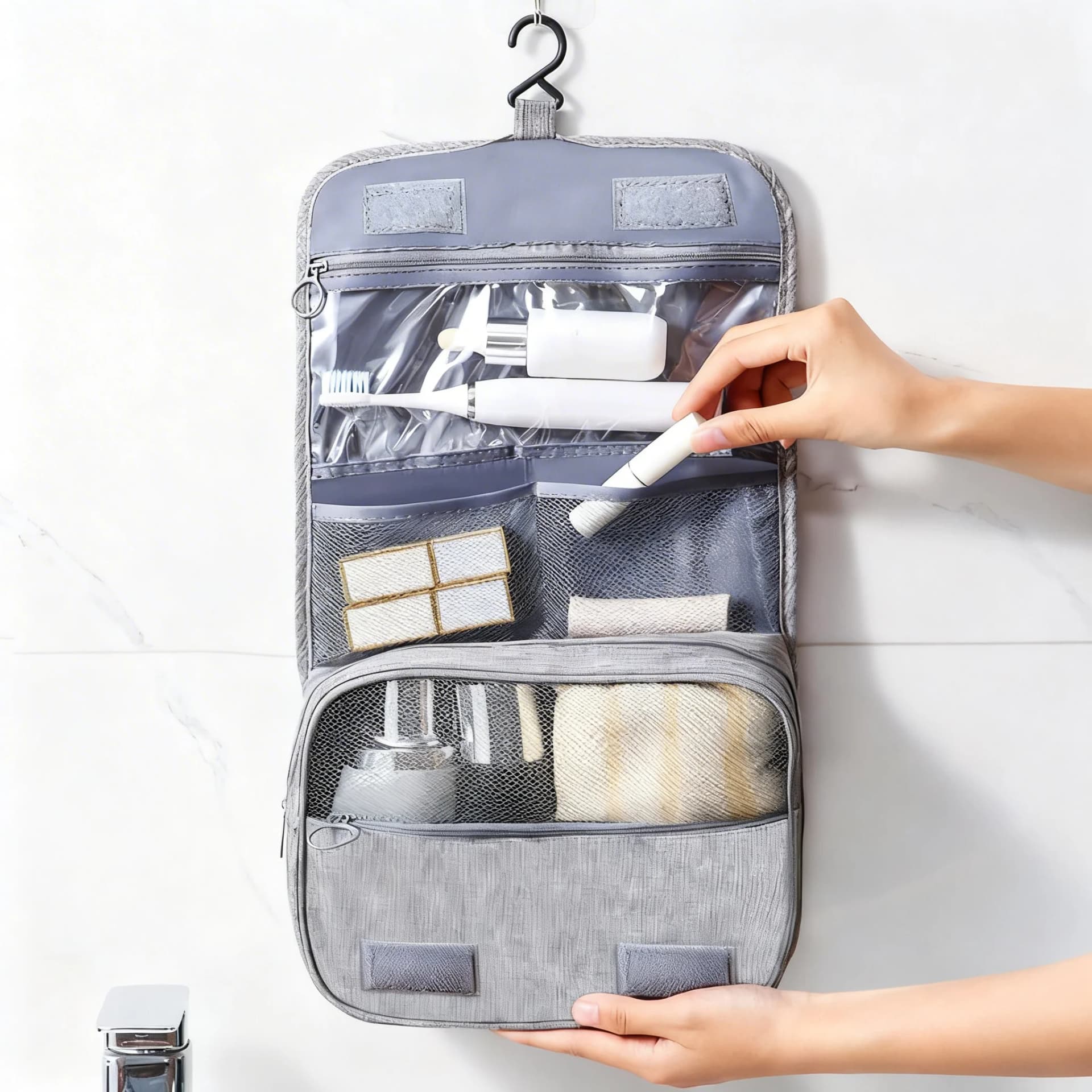 Toiletry Bag Organizer Hanging Storage Bag,Toiletry Bag Travel Bag With Hanging Hook,Makeup Cosmetic Bag Travel Wash Pouch