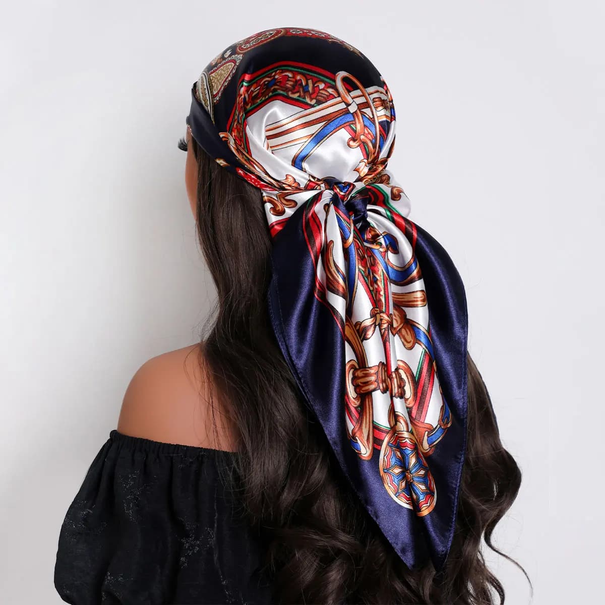 Head Scarf Women Luxury Brand Square Silk Foulard Satin Bandana Sun protection Soft Neckerchief Hijab Hair Scarves For Ladies