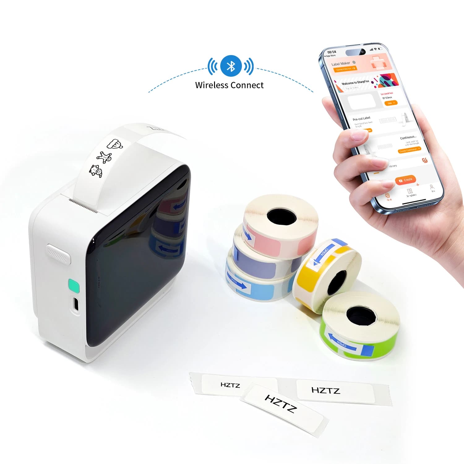 Portable Wireless Label Maker with Paper Roll
