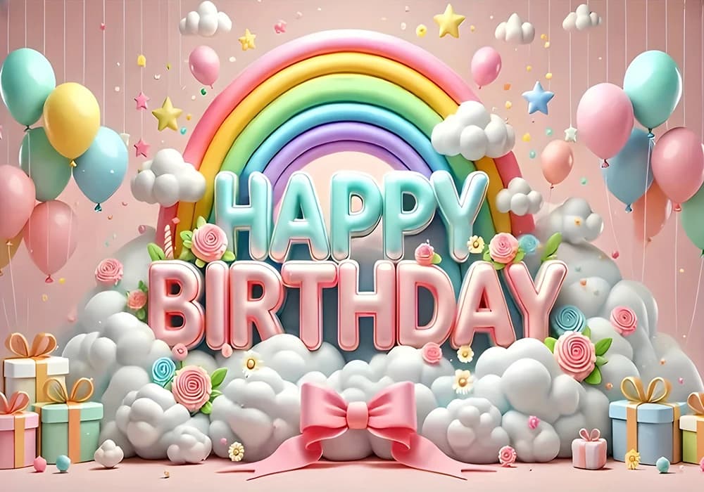 Rainbow Birthday Backdrop Banner