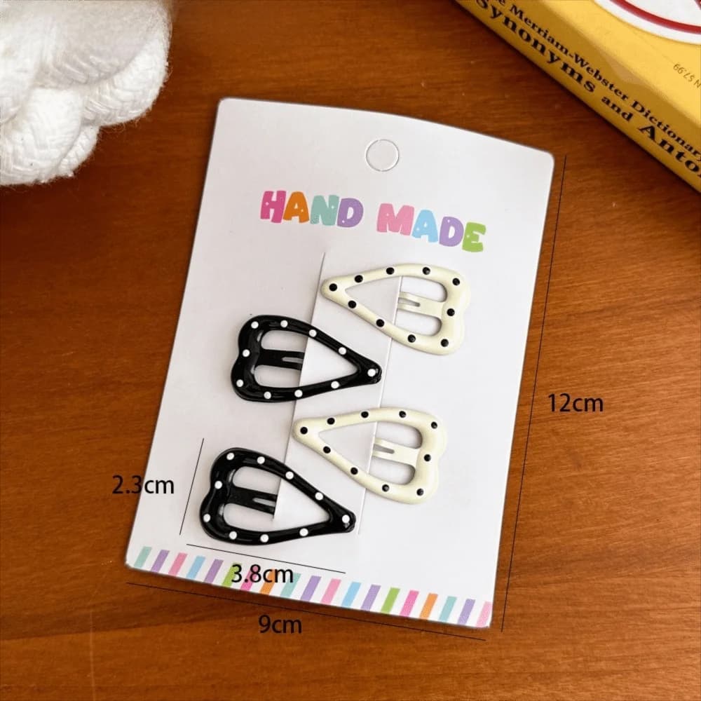 4pcs/set Headwear Black White Dot Hair Clips Geometric Cute Hairpin Sweet Barrettes Hair Accessories
