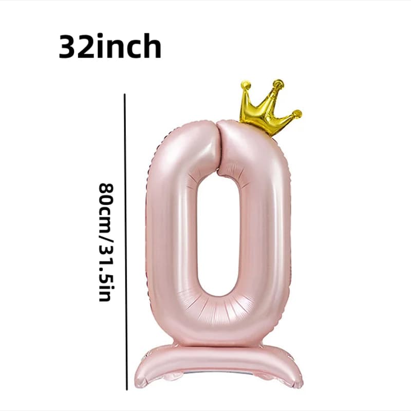 32 Inch Standing Number Balloon With Crown