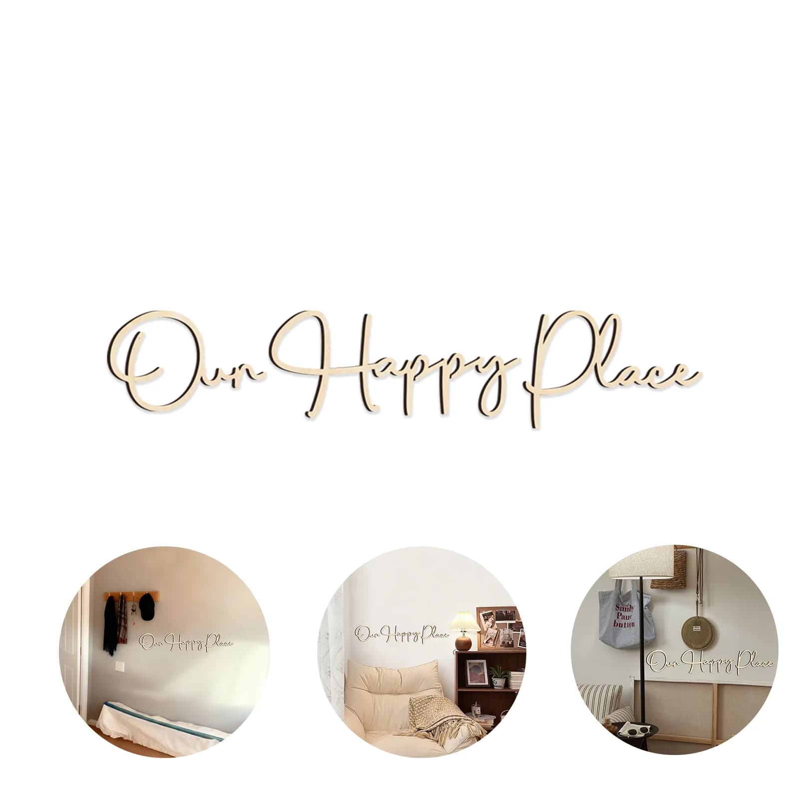 Our Happy Home Wooden Wall Decor Set - 3-Piece Farmhouse Style Decor, Rustic Home Wall Art, Perfect for Living Rooms