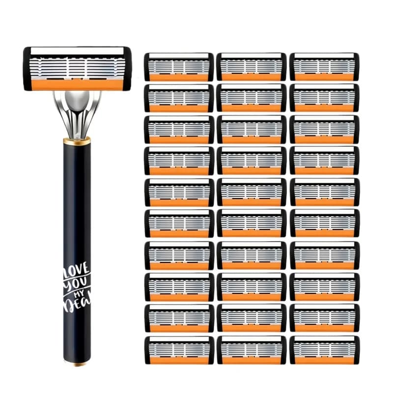 6-Blade Manual Razor with Non-Slip Grip