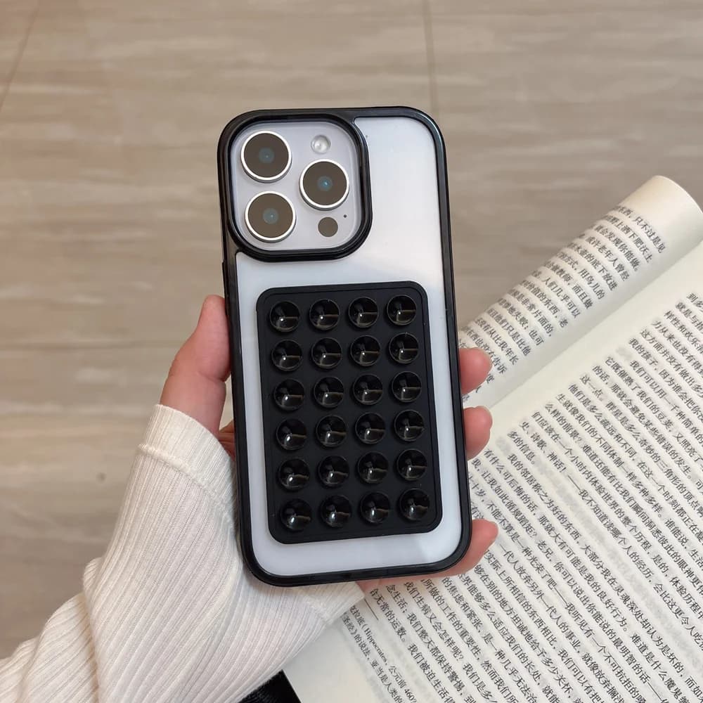 3D Suction Cup Airbag Phone Case For iPhone 17 16 15 14 13 12 11 Pro Max XR X XS 7 8 Plus Clear Candy Shockproof Bumper Cover