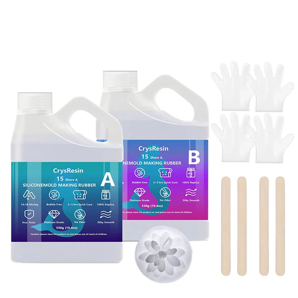 Silicone Mold Making Kit, 38.8OZ Super Elastic Liquid Silicone for Mold Making, 3-Hour Fast-Curing Silicone for Casting Molds