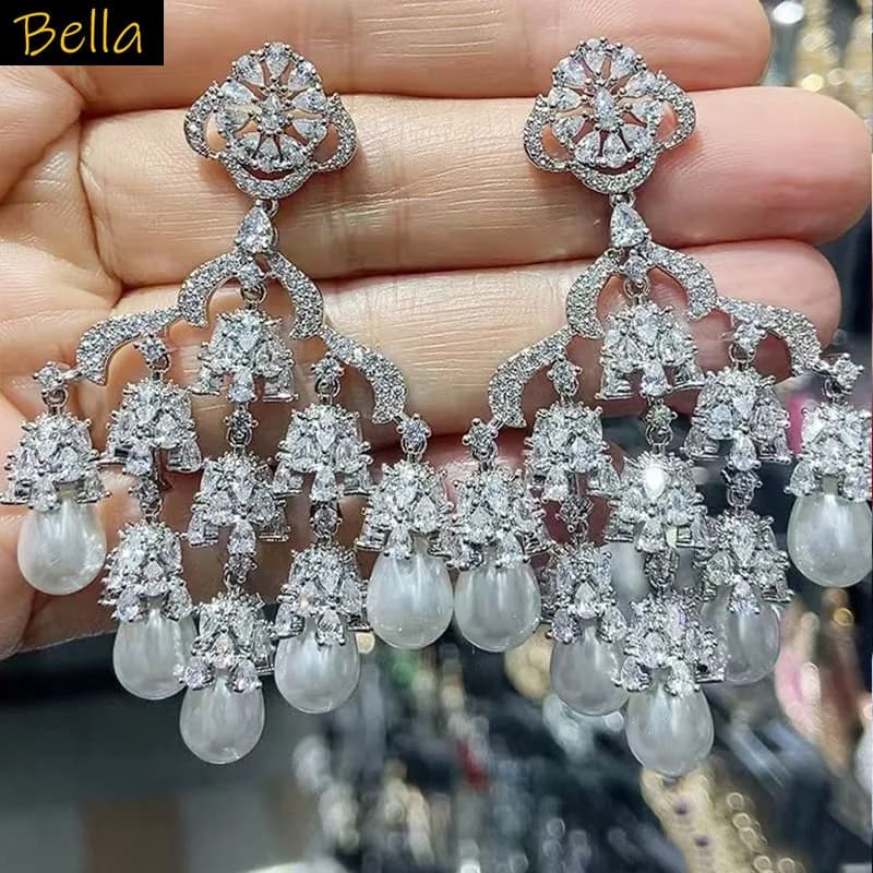 Pearl Drop Earrings with Tassel