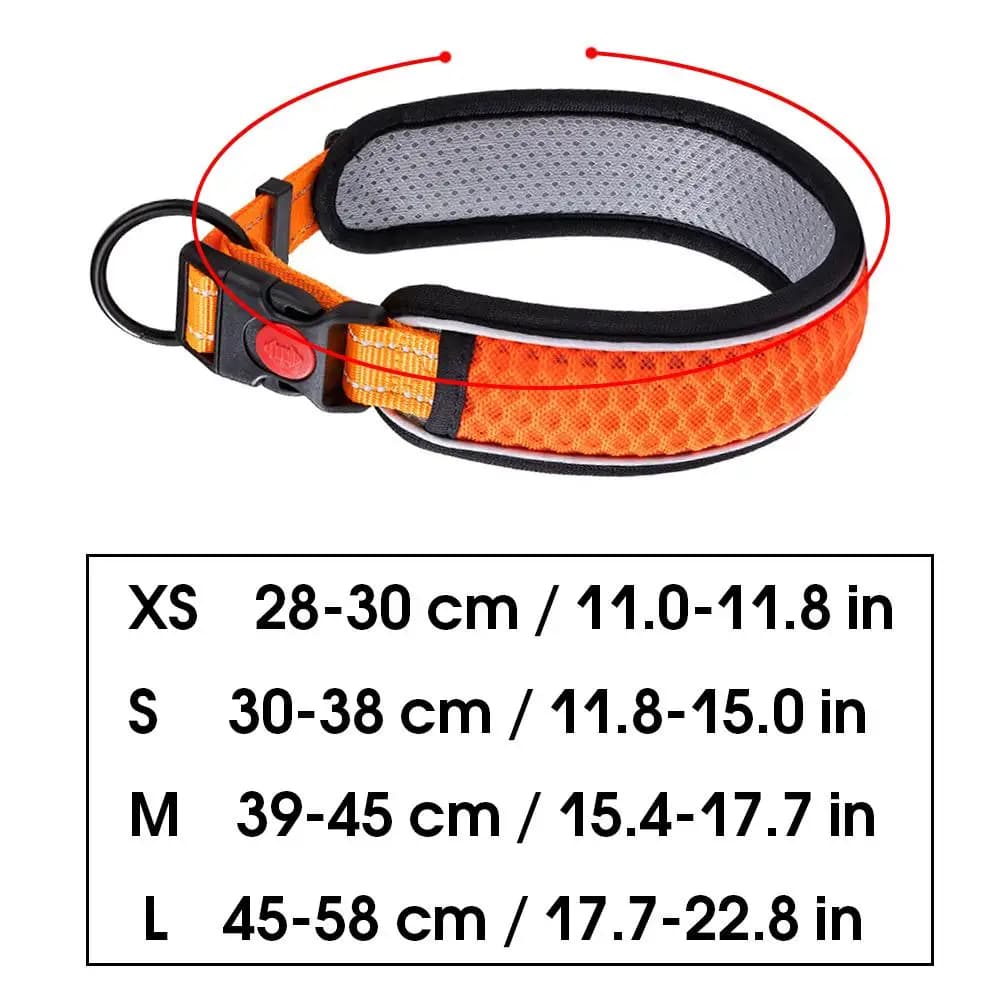 Dog Collar, Adjustable Soft Pet Collar with Escape-Proof Locking Buckle, Breathable Honeycomb Net Design for Small Large Dogs