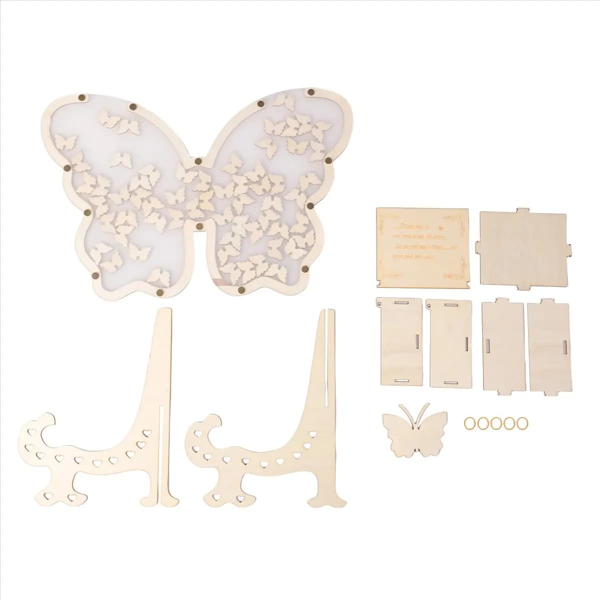 White Wooden Butterfly Wedding Guest Book Frame