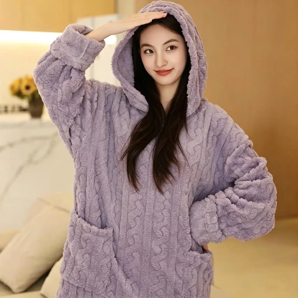 Hooded Coral Fleece Nightgown