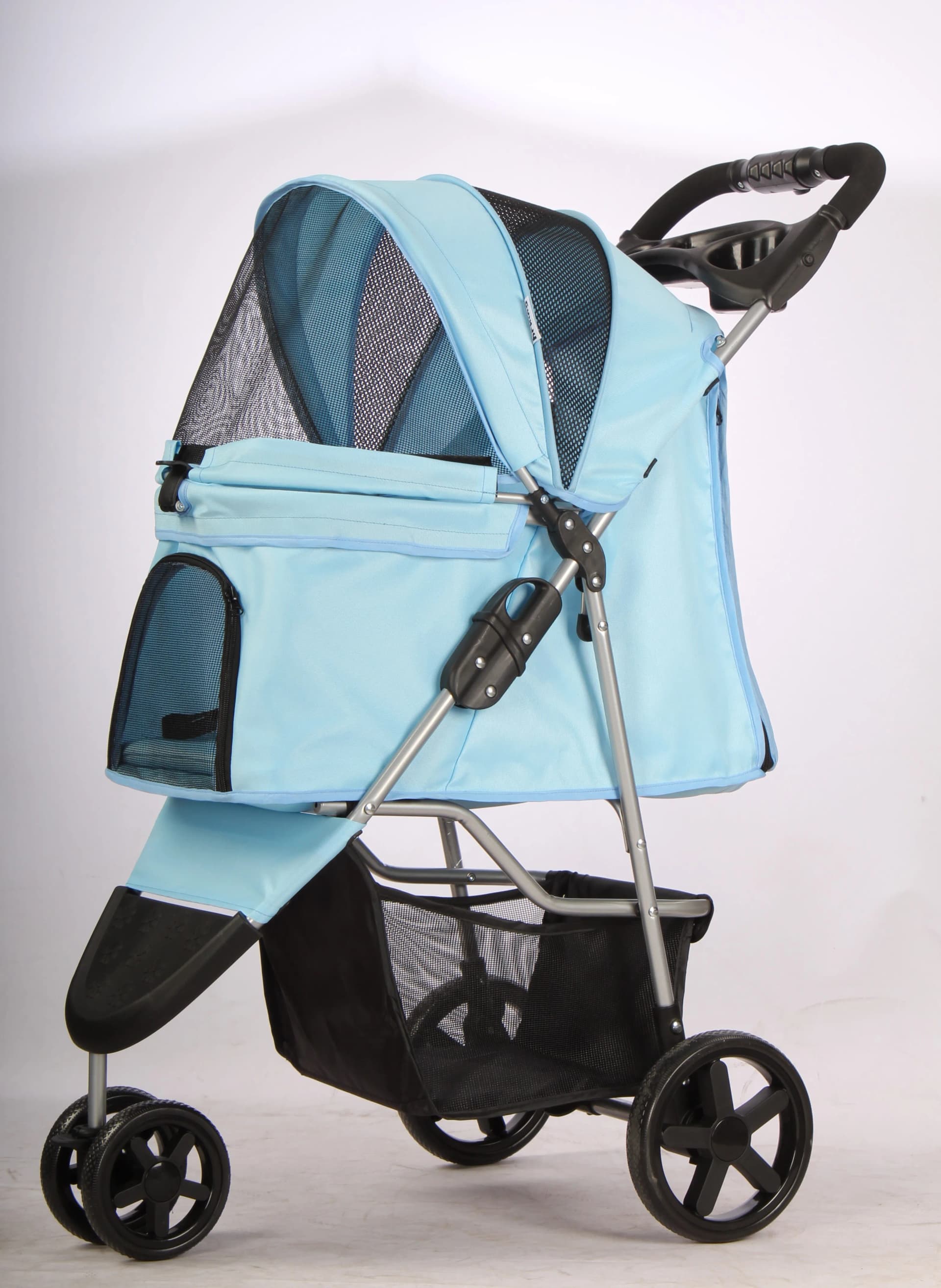 High Quality Folding Luxury Pet Stroller With 3 Wheels Outdoor Walking Travel Easy Foldable Trolley For Cats Dogs
