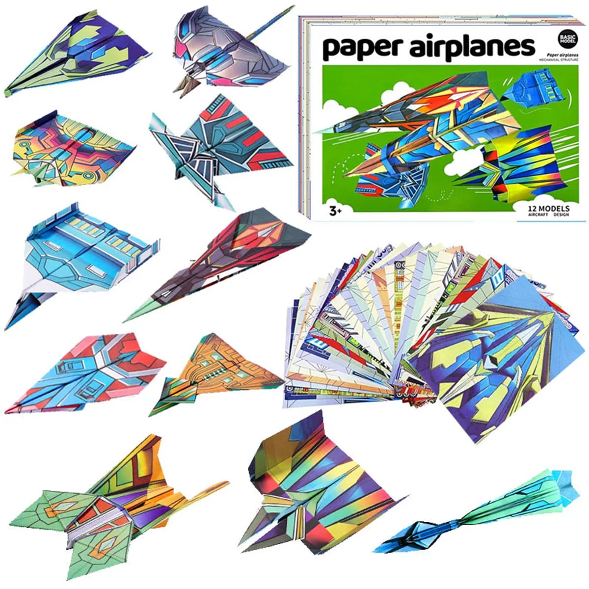Paper Airplane Kit with 12 Classic Designs