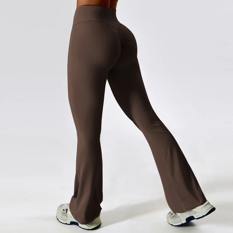 Sexy Flared Leggings Women's Running Pants Scrunch Butt Trousers Cross Waist Sports Tights Woman Wide Leg Fitness Workout Legins