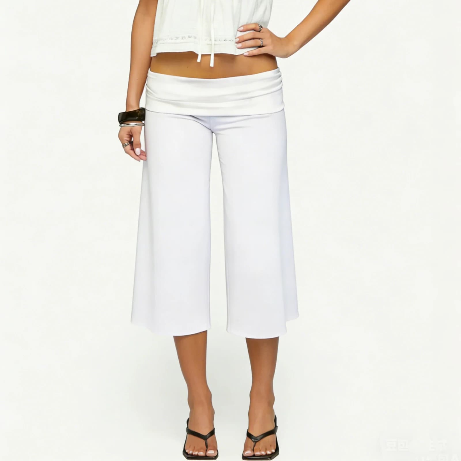 Low Rise Fold Over Capri Yoga Pants