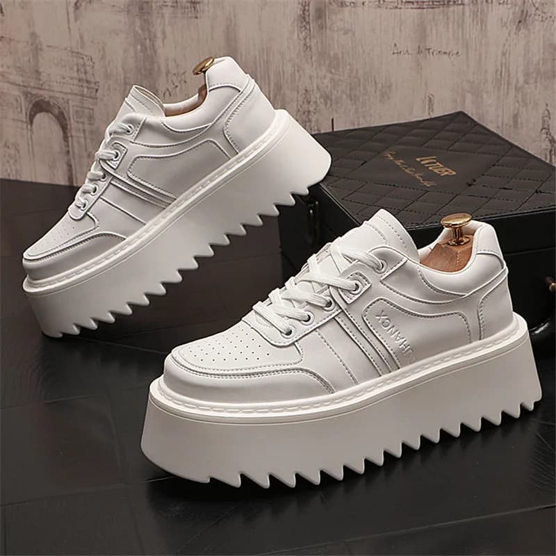 2026 New Platform Korean Sneakers for Men Running Shoes Walking Comfortable Male Casual Lace Up Vulcanized Shoes Chunky Sneaker
