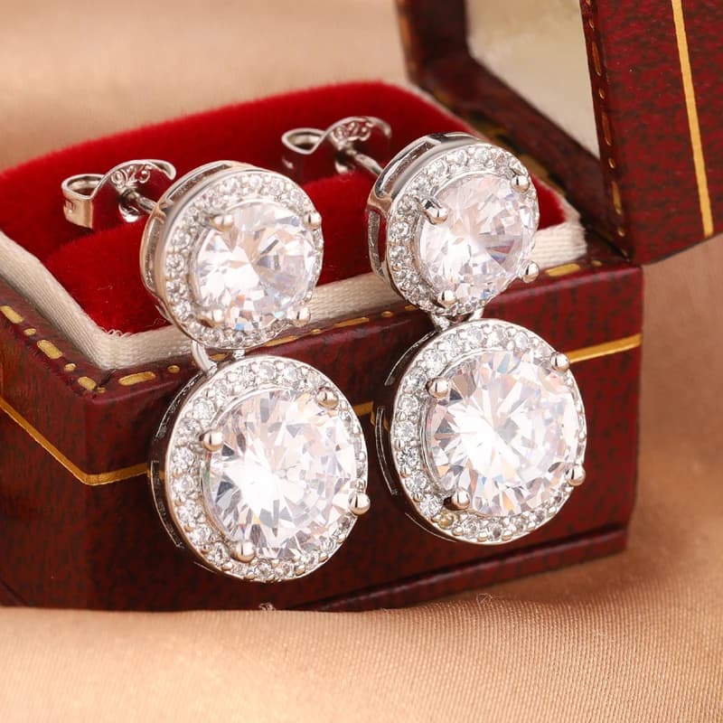 Two-Round Silver Stud Earrings