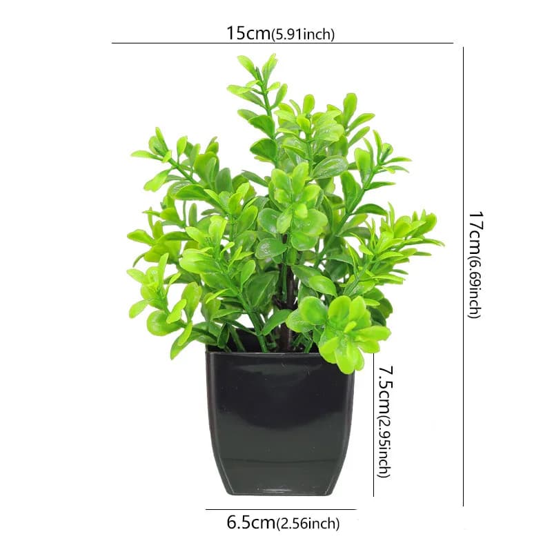 Small Artificial Bonsai Plant in Black Pot