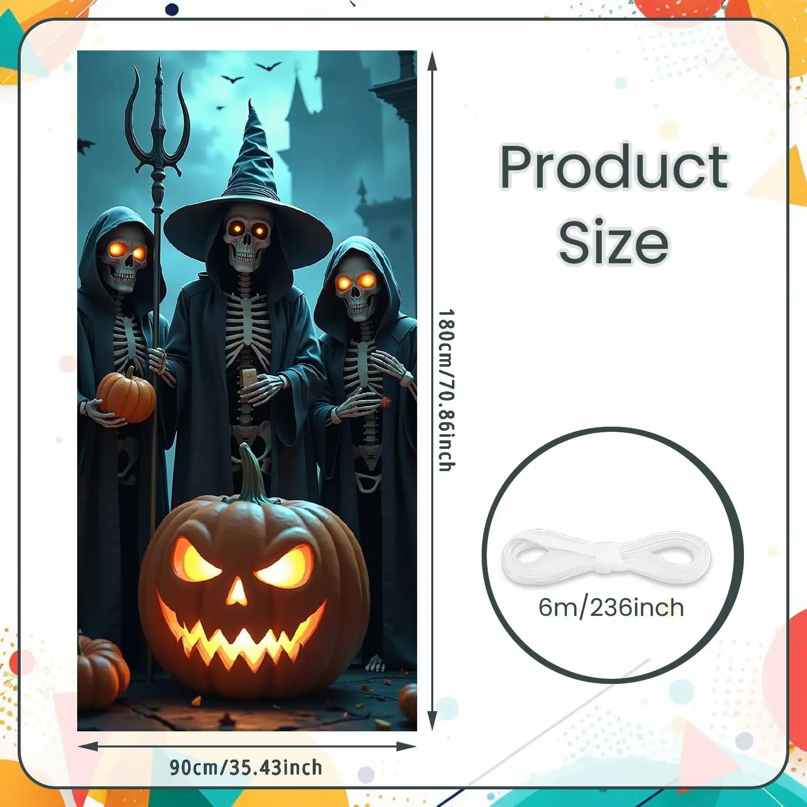 Halloween Skeleton Jack O Lantern Door Cover