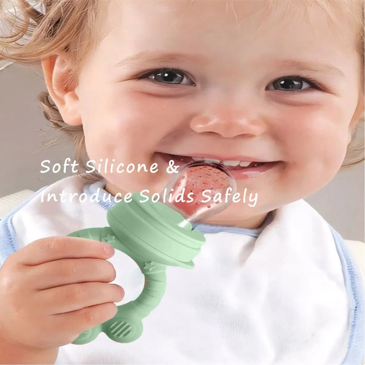 Baby Fruit Food Feeder & Freezer Nibble Tray Combo, Breastmilk Popsicle Molds，Silicone Feeder，Infant Self Feeding, 4M+