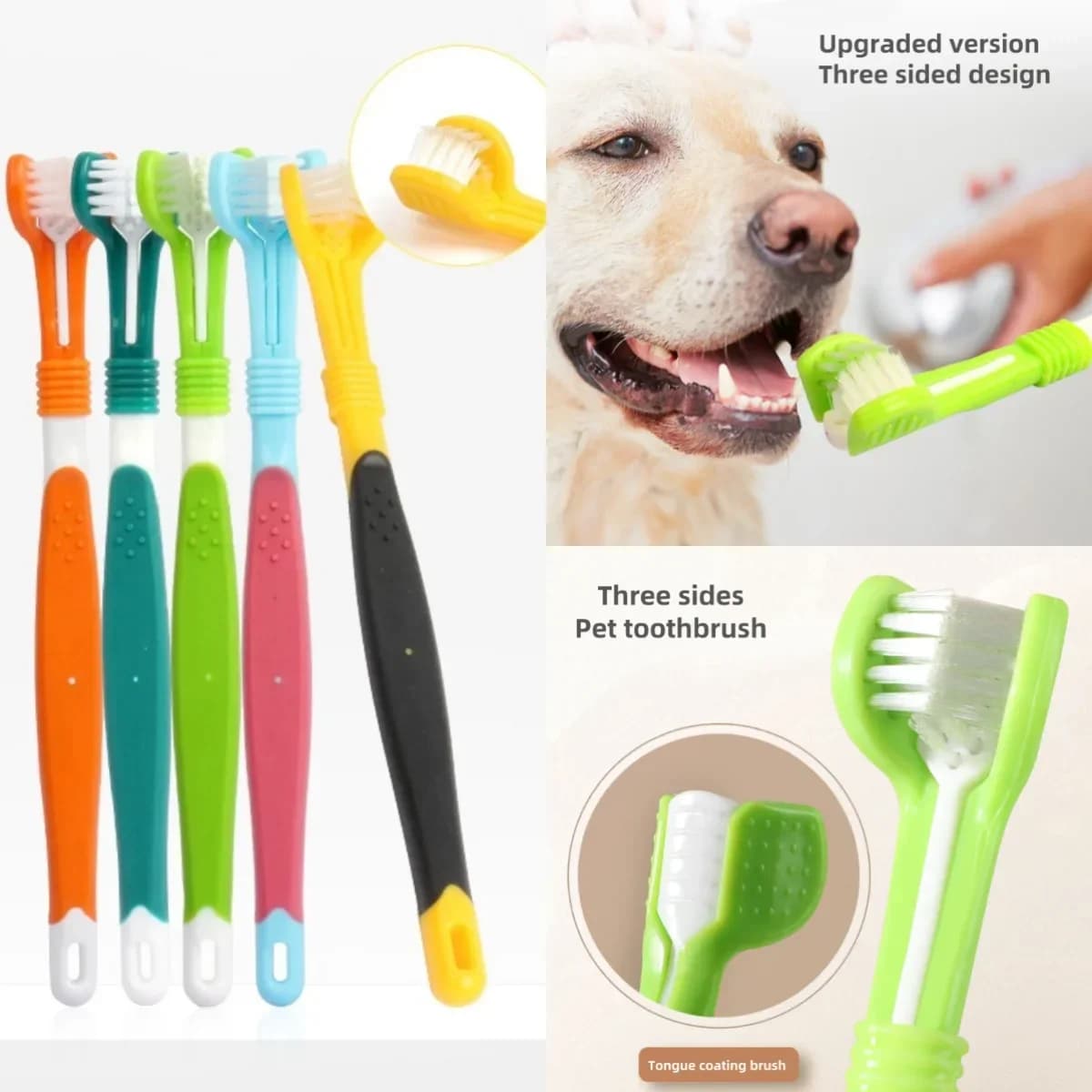 Three-Head Pet Toothbrush for Dogs