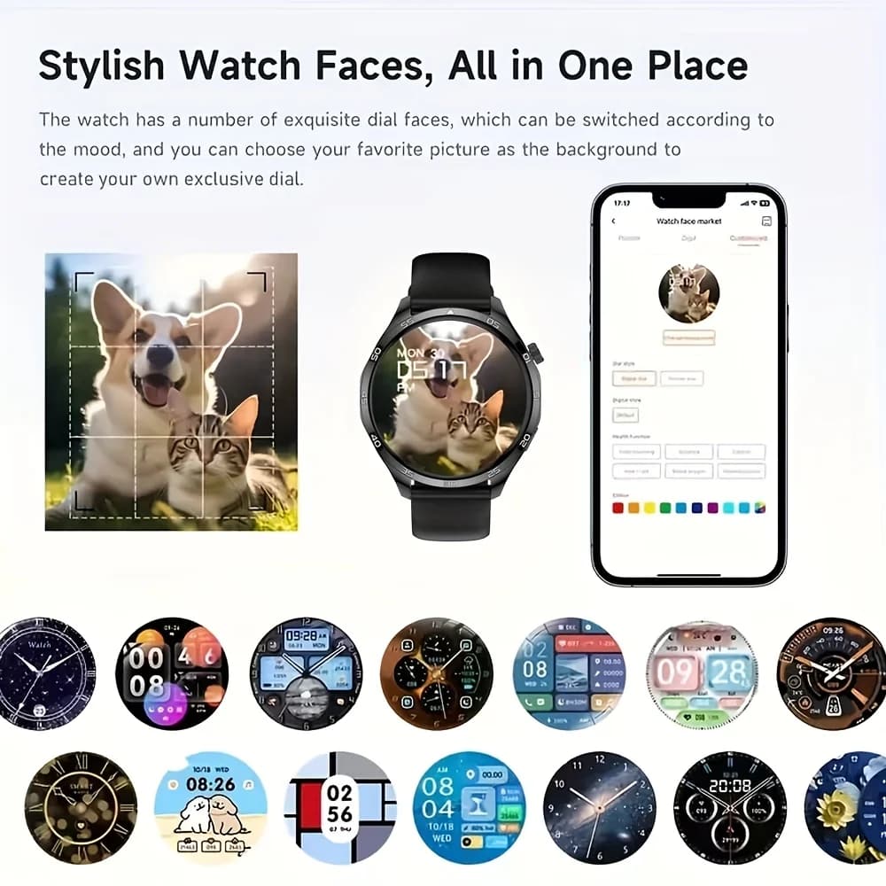 Smart Watch, 1.5-inch Touch Screen, Stylish Dot Strap, Sports Tracking, with Call Reminder/Message Reminder/Alarm Reminder