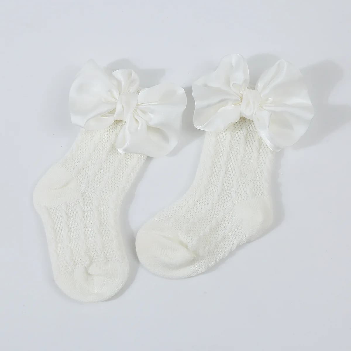 Newborn Bowknot Headband and Hollow Knit Socks Set