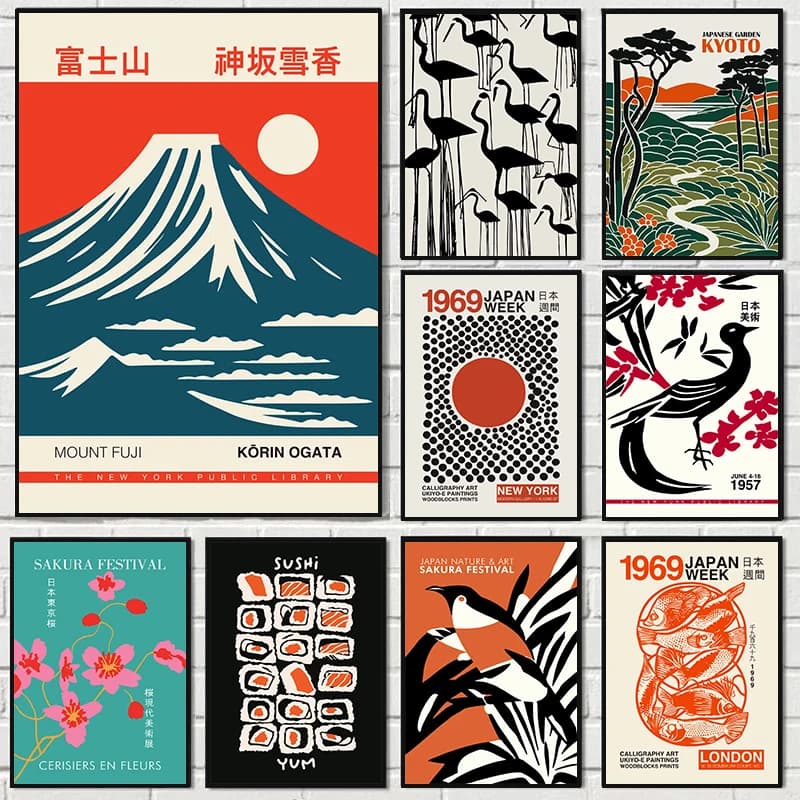 Mount Fuji Vintage Japanese Canvas Print