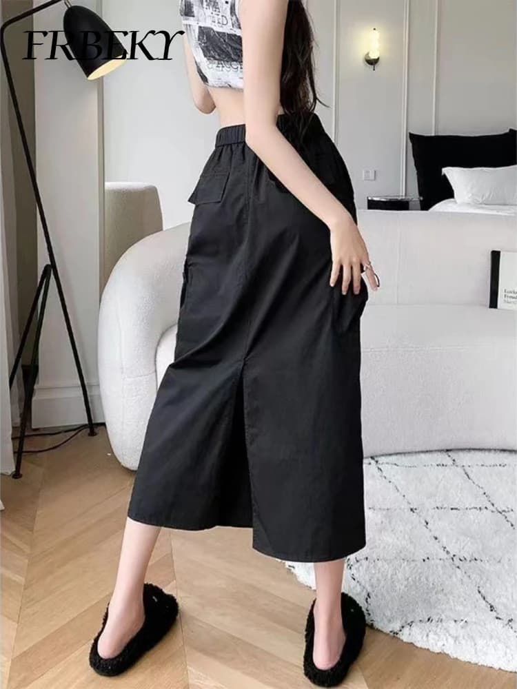 Women's Drawstring Workwear Midi Skirt