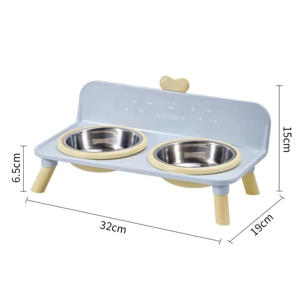 Elevated Stainless Steel Double Pet Bowl with Splash Guard
