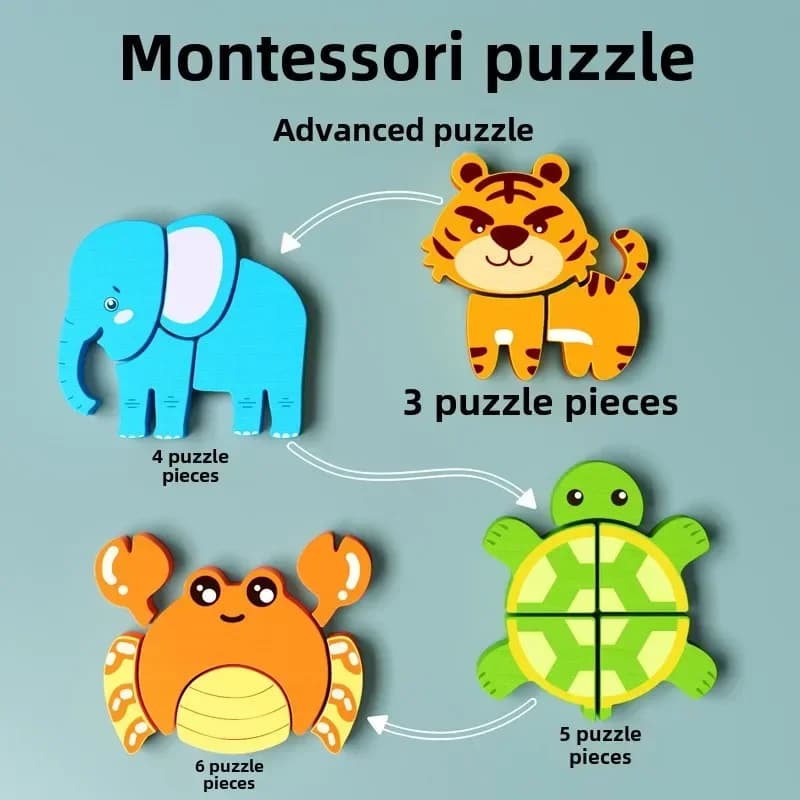Wooden 3D Animal and Traffic Puzzle