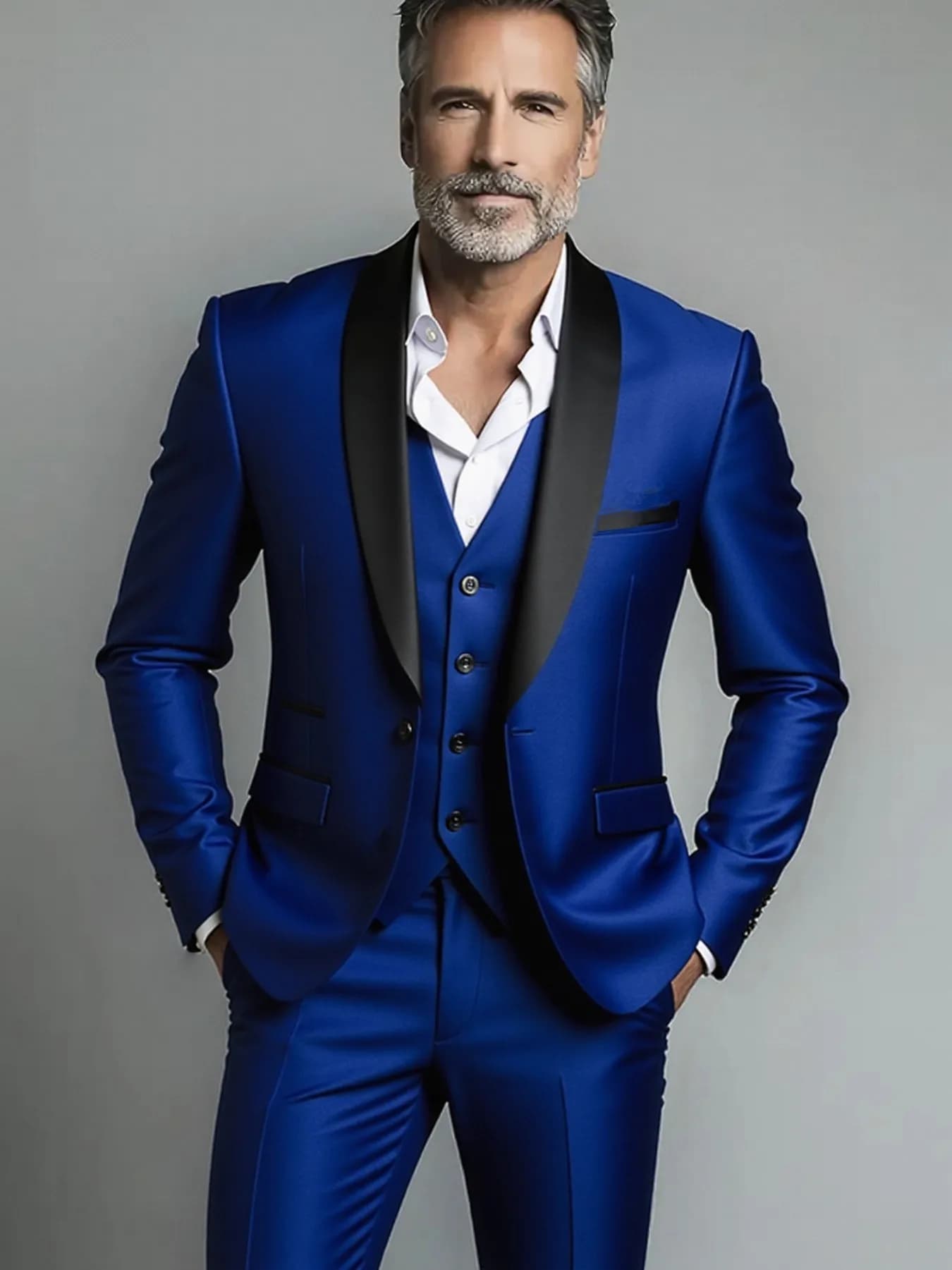 Men's Solid Color Three-Piece Formal Suit