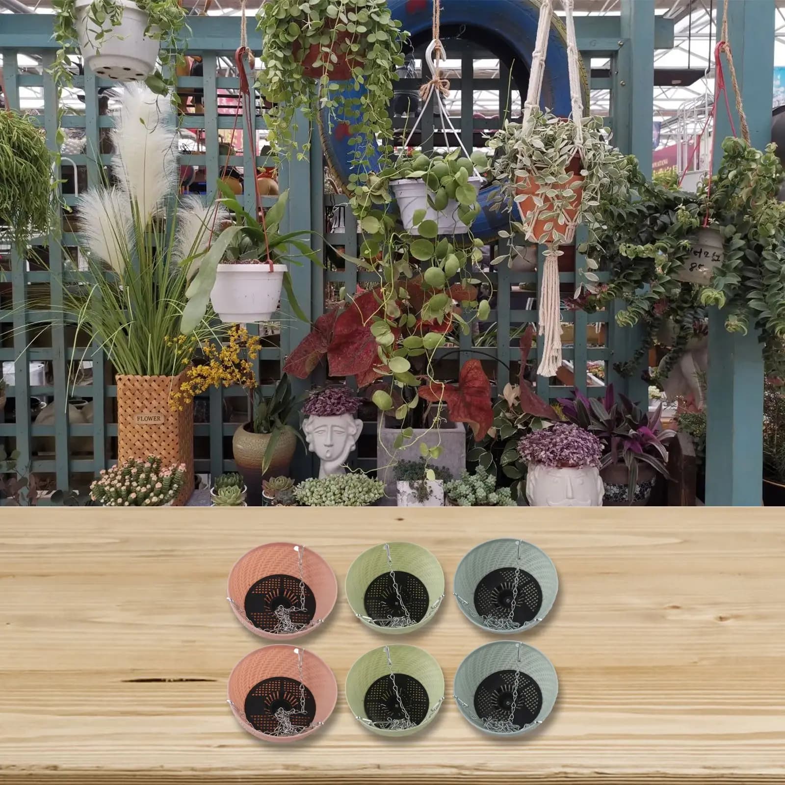 Hanging Plastic Plant Pots Set of 6