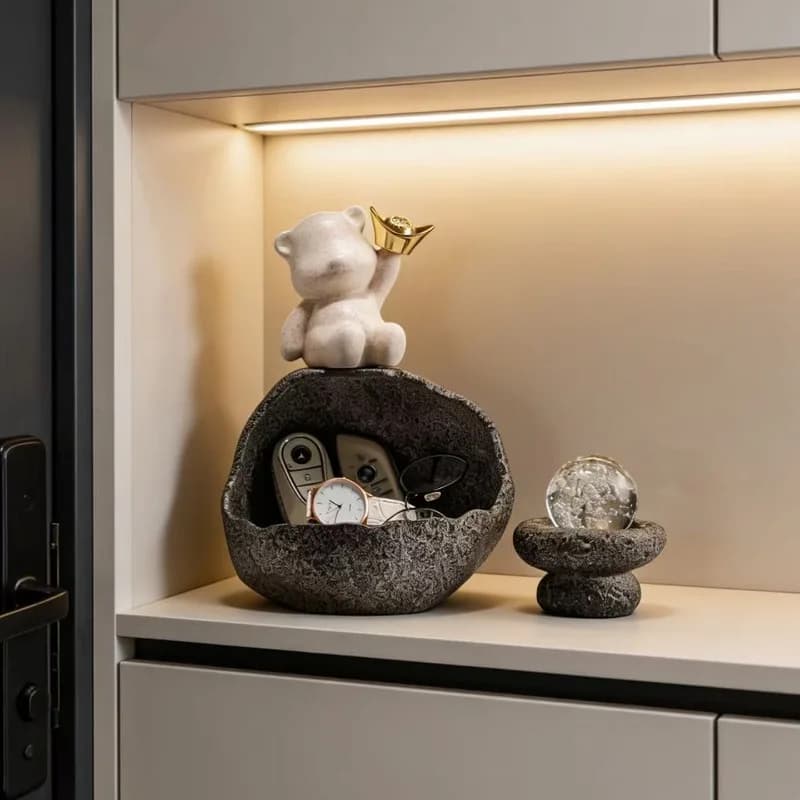 Kitchen Desk Storage Holder for Towel and Trinket Display