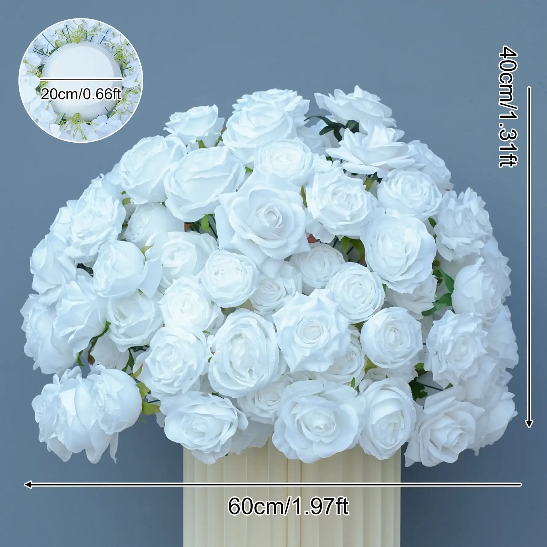 Pure White Silk Rose Flower Row Runner
