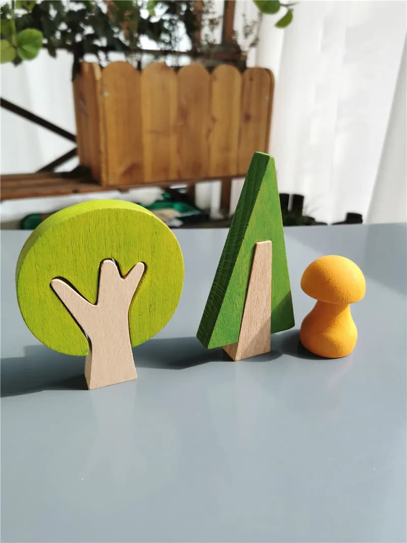 Wooden Rainbow Tree Building Blocks Set