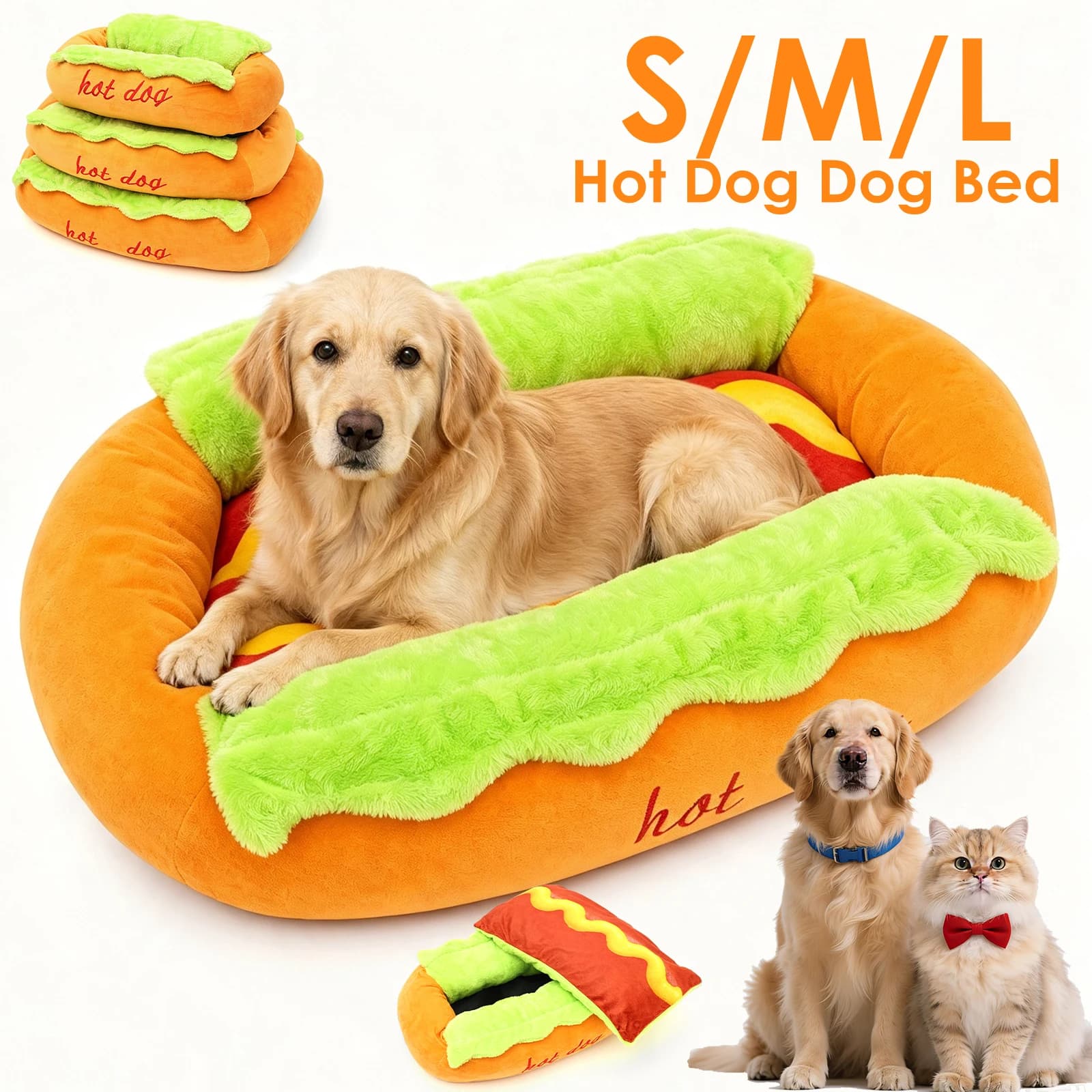 Hot Dog Bun Pet Bed Washable Cover