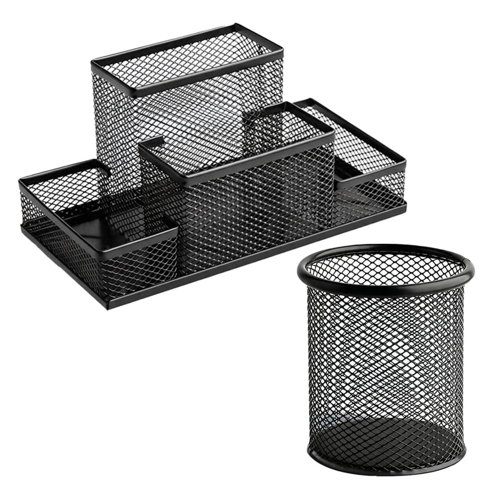 Mesh Desk Organizer Office Supplies Caddy With Pencil Holder And Storage Baskets Stationery Holder Office Supplies For Desktop