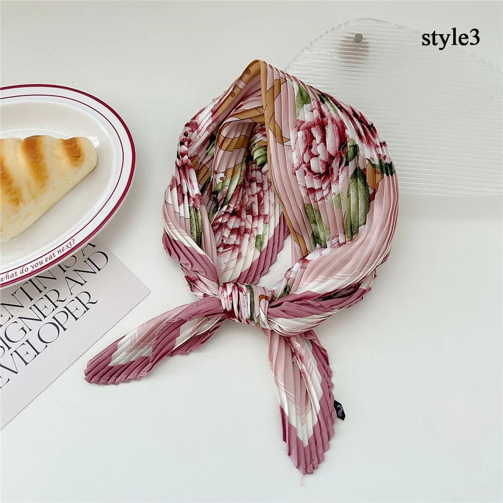 Fold Square Scarf Women Spring Summer Fashion Bandanas Bag Hat Head Hair Shawl Wraps Elegant Lightweight Luxury Hair Accessories