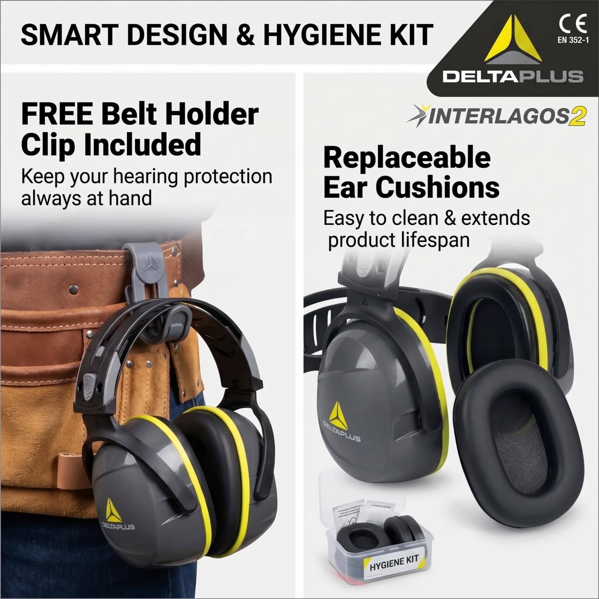 DELTAPLUS Earmuffs Noise Canceling Ear Protection Hearing Protection Industrial Safety Ear Defenders for Shooting Woodworking