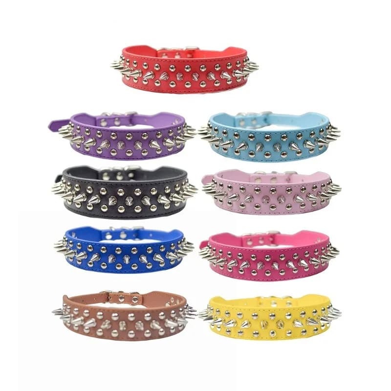 Adjustable Punk Rivet Pet Collar with Spikes