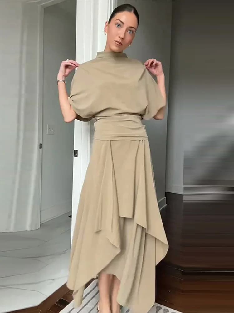 Batwing Sleeve Top and Maxi Skirt Set
