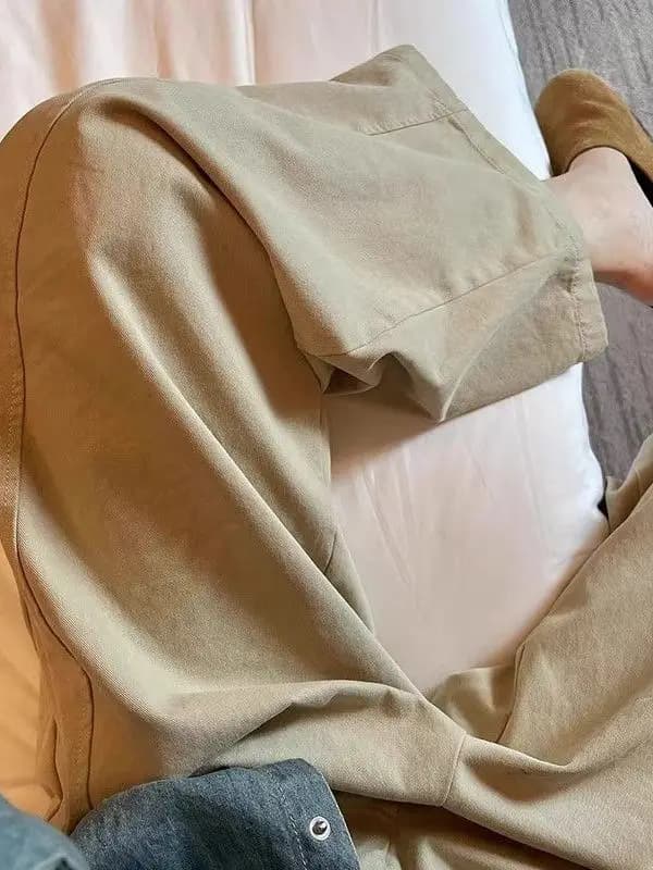 Khaki High Waist Wide Leg Casual Pants