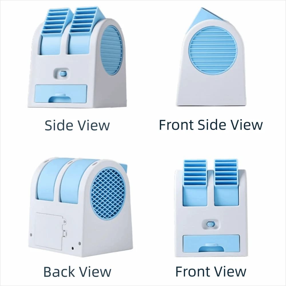 Portable Dual-Outlet Ice Cooling Desk Fan